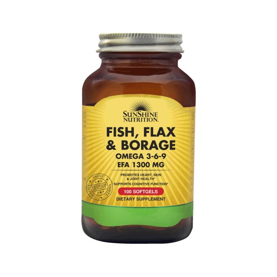 Sunshine Nutrition Fish Flax&Borage Omega 369 Epa 1300mg 100 Softgels in Dubai, UAE