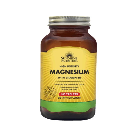 Sunshine Nutrition High Potency Magnesium W/ Vit B6 100 Tablets in Dubai, UAE