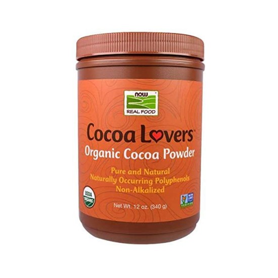 Now Foods, Real Foods Cocoa Lovers Organic Cocoa Powder 340 gm in Dubai, UAE