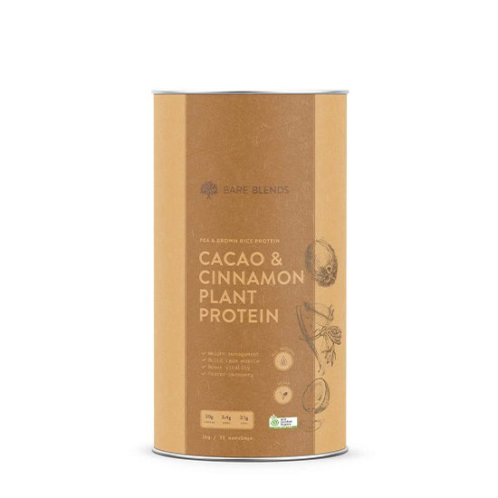 Bare Blends Cacao & Cinnamon Plant Protein 1kg in Dubai, UAE