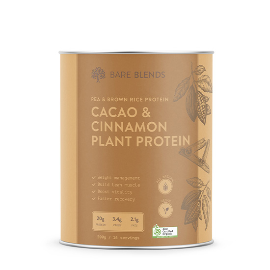 Bare Blends Cacao & Cinnamon Plant Protein 500g in Dubai, UAE