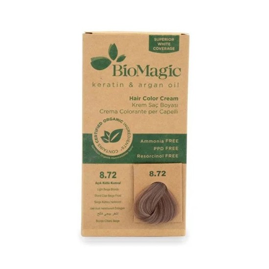 Biomagic Permanent Hair Color 8.72 Light Beige Blonde