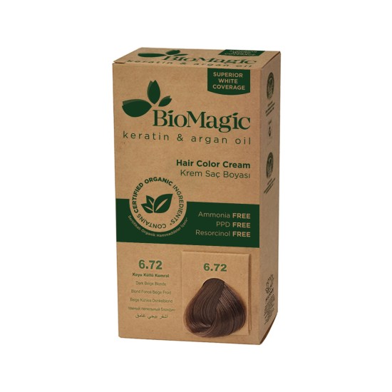 Biomagic Permanent Hair Color 6.72 Dark Beige Blonde