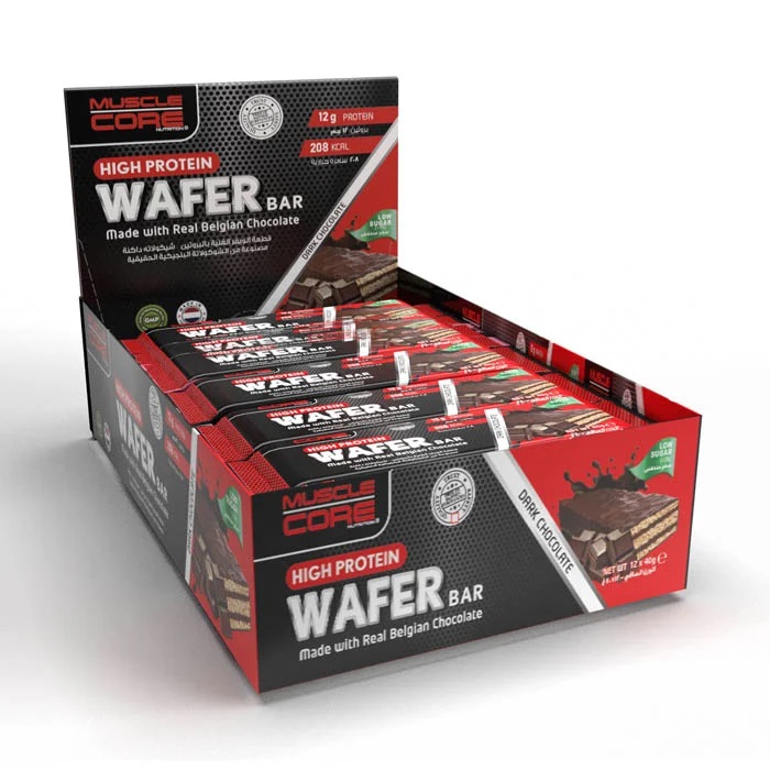 Muscle Core High Wafer Protein Bar Dark Chocolate 12 x 40g