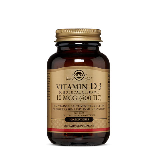 Solgar Vitamin D3 (Cholecalciferol) 10mcg (400 Iu) 100 Softgels in Dubai, UAE