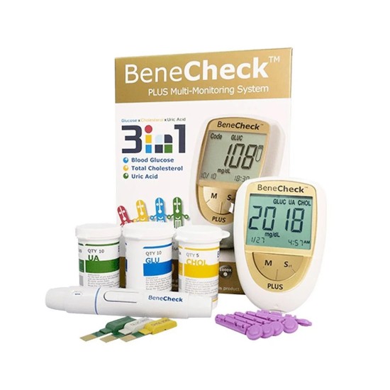 Benecheck Plus 3 In 1 Meter Kit (Strip Glucose/Uric Acid/Cholesterol) PD-G001