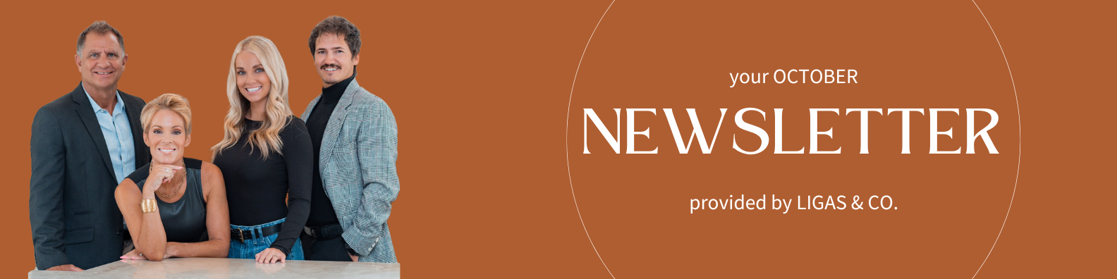 Ligas & Co. October newsletter featuring four team members.