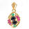 Vintage Estate 14K Yellow Gold Multicolored Emerald Ruby Sapphire Pendant