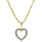 Estate 10K Yellow Gold Cubic Zirconia Heart Pendant 20" Rope Chain Necklace