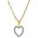 Estate 10K Yellow Gold Cubic Zirconia Heart Pendant 20" Rope Chain Necklace