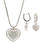 Modern 14K White Gold Diamond 0.80CTW Heart Huggie Earrings Pendant Necklace 