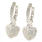 Modern 14K White Gold Diamond 0.80CTW Heart Huggie Earrings Pendant Necklace 