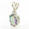 Estate Ladies 10K White Gold Mystic Topaz Oval Cut Gemstone Diamond Pendant