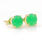 Classic Estate 14K Yellow Gold Cabochon Emerald Push Back Stud Earrings