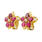 Vintage Classic Estate Ladies 14K Yellow Gold Spinel Floral Latch Back Earrings
