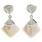 Vintage 14K White Gold Lustrous Ladies Pearl Diamond Push Back Drop Earrings