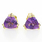 Estate Ladies 14K Yellow Gold Amethyst Trilliant Cut 0.80CTW Push Back Earrings