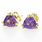 Estate Ladies 14K Yellow Gold Amethyst Trilliant Cut 0.80CTW Push Back Earrings