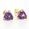 Estate Ladies 14K Yellow Gold Amethyst Trilliant Cut 0.80CTW Push Back Earrings