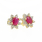 Vintage Estate 10K Yellow Diamond Ruby 1.25CTW Rosita Stud Push Back Earrings