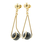 Modern 14K Yellow Gold Chandelier Black Bead Push Back Earrings