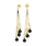 Charming Vintage Estate Ladies 14K Yellow Gold Rice Pearl Onyx Drop Push Back Earrings 