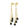 Charming Vintage Estate Ladies 14K Yellow Gold Rice Pearl Onyx Drop Push Back Earrings 