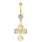 Gold Plated Navel Belly Rings 4 Heart CZ  Dangling White Stones Fashion Jewelry