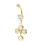 Gold Plated Navel Belly Rings 4 Heart CZ  Dangling White Stones Fashion Jewelry