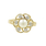 Vintage Classic Estate Ladies 10K Yellow Gold Cultured Pearl Diamond Ring 