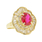 Exquisite Estate Ladies 14K Yellow Gold Diamond Ruby Cocktail Ring - 5.00CTW