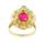 Exquisite Estate Ladies 14K Yellow Gold Diamond Ruby Cocktail Ring - 5.00CTW