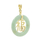 Vintage Classic Estate 14K Yellow Gold Jade Disk 30MM Pendant Charm