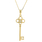 Estate Ladies 14K Yellow Gold Cubic Zirconia Key-Shaped Pendant & Chain Necklace