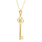 Estate Ladies 14K Yellow Gold Cubic Zirconia Key-Shaped Pendant & Chain Necklace