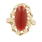 Vintage Estate 14K Yellow Gold Oval Cabochon Cut Red Jade Ring