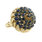 Vintage Estate 14K Yellow Gold Blue Spinel Cluster Cocktail Ring 