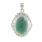 Gorgeous Classic Estate Ladies 925 Silver Green Turquoise Zirconia Pendant - 38MM