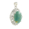 Gorgeous Classic Estate Ladies 925 Silver Green Turquoise Zirconia Pendant - 38MM