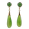 Ladies Classic Estate 14K Yellow Gold Green Jade Drop Push Back Earrings 