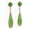 Ladies Classic Estate 14K Yellow Gold Green Jade Drop Push Back Earrings 