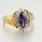 Gorgeous Vintage Ladies 10K Yellow Gold Marquise Deep Purple CZ Ring Jewelry