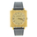 Girard Perregaux Gold Tone Dial Square Face Black Leather Band Men's Watch