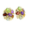 Estate Ladies 14K Yellow Gold Multi Color Gemstone Cocktail Ring Earrings Set