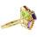 Estate Ladies 14K Yellow Gold Multi Color Gemstone Cocktail Ring Earrings Set