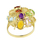 Estate Ladies 14K Yellow Gold Multi Color Gemstone Cocktail Ring Earrings Set