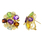 Estate Ladies 14K Yellow Gold Multi Color Gemstone Cocktail Ring Earrings Set