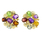 Estate Ladies 14K Yellow Gold Multi Color Gemstone Cocktail Ring Earrings Set