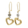 Estate 18K Two-Tone Yellow & White Gold Zirconia Drop Heart Fish Hook Earrings