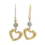 Estate 18K Two-Tone Yellow & White Gold Zirconia Drop Heart Fish Hook Earrings